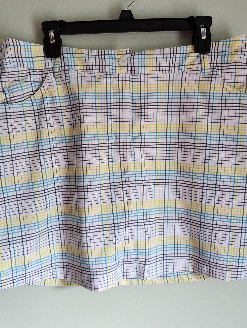 SLAZENGER Golf Pickleball Active Skort Plaid 5 Pkt  Button Zip Undershort Wms 12